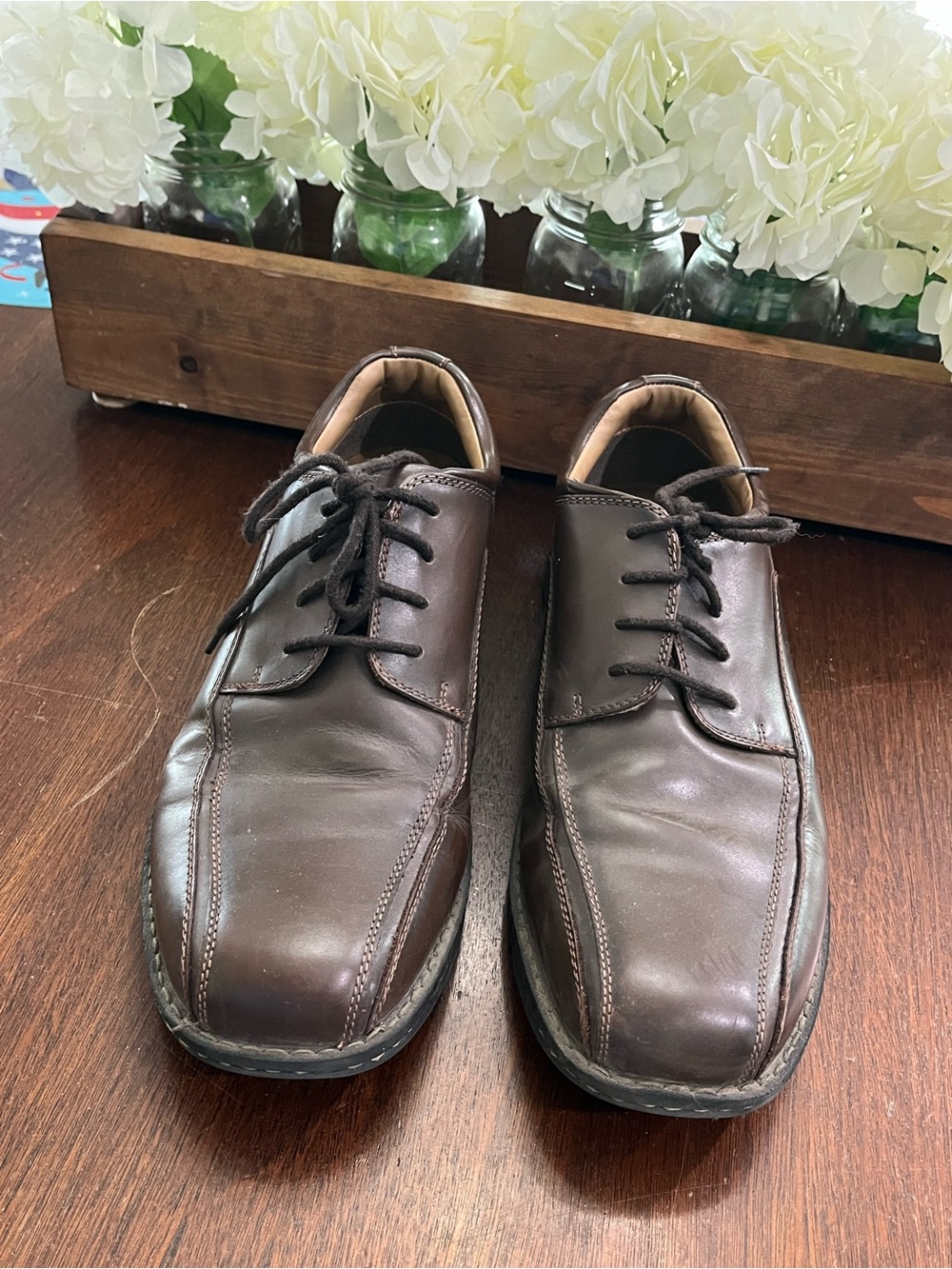 Men's Brown Leather Lace-Up Casual Dress Shoes